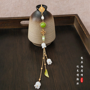 古韵铃兰胸针白色铃兰花流苏挂饰压襟古风旗袍汉服胸前饰品挂件女