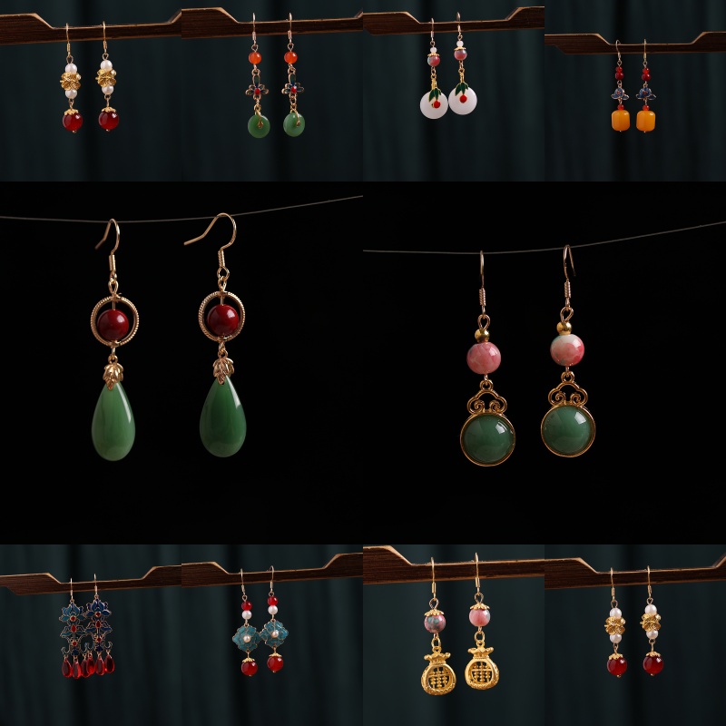 防过敏耳坠925耳钩中国风耳环