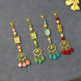 古风醒狮福字吊坠旗袍压襟挂饰合金祥云锁高级感百搭吊坠挂饰挂件