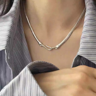 蛇骨链挂钩锁骨链女时尚 个性 小众轻奢精致百搭高级感项链毛衣链潮