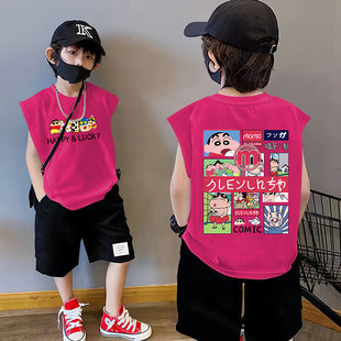 韩版 套装 夏季 男女童洋气两件套 卡通动漫可爱风儿童背心纯棉短裤