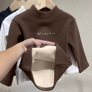 中大童德绒加厚立领打底衫女秋冬内搭保暖长袖t恤修身洋气上衣ins