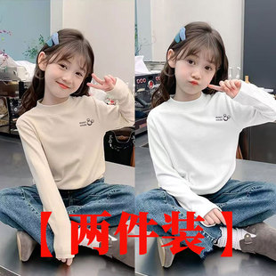 新款女童双面德绒半高领打底衫秋冬加厚中大童长袖保暖上衣内搭
