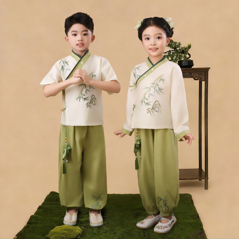 儿童汉服套装春秋季节男女童古装国学服小学生唐装朗诵合唱演出服
