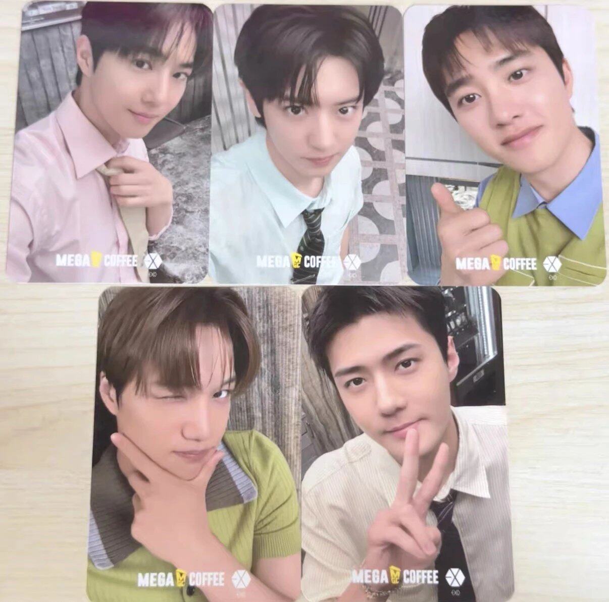 【包邮出】EXO mega联名小卡 MEGA COFFEE Office，一套5张