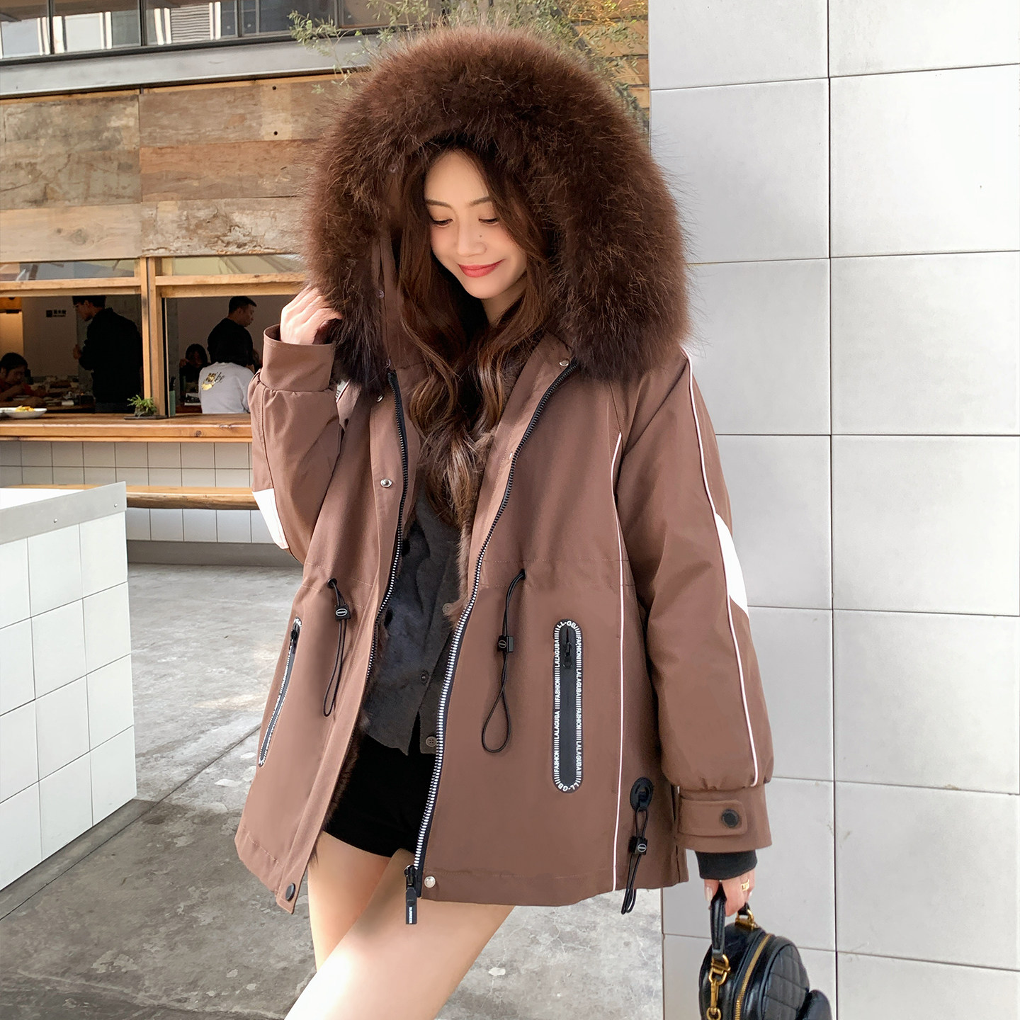 派克服女2025新款冬季真毛大毛领狐狸毛皮草外套女可拆卸真毛内胆