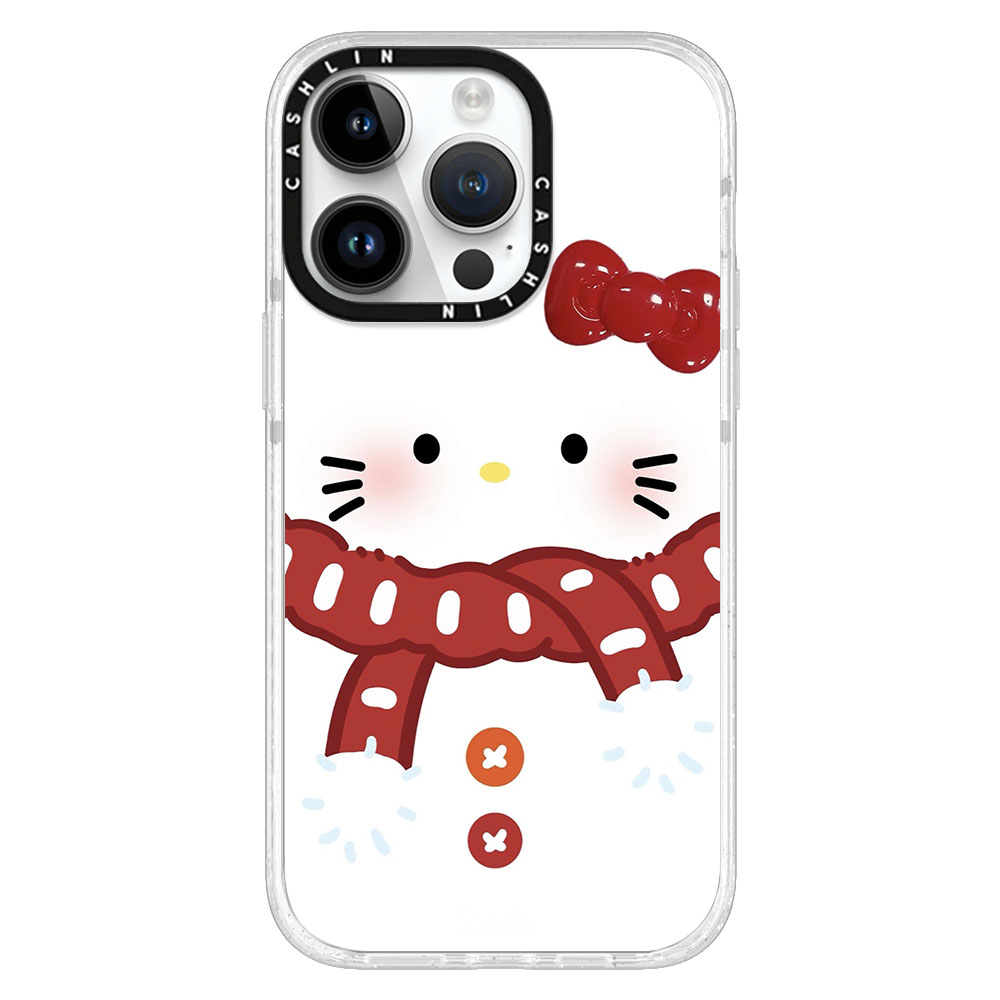 CASHLIN白色雪人kitty猫16适用于iPhone15ProMax苹果14节日网红ins冬日定制13Pro手机壳12防摔保护11硬壳plus