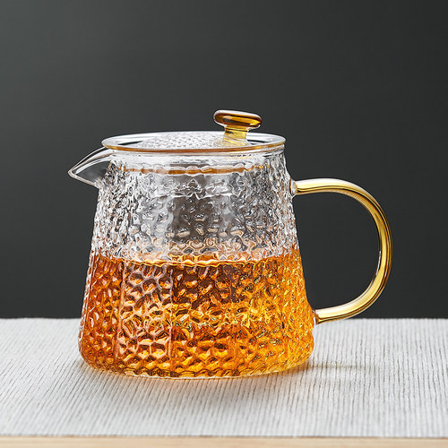 玻璃泡茶壶耐高温小花茶壶茶具