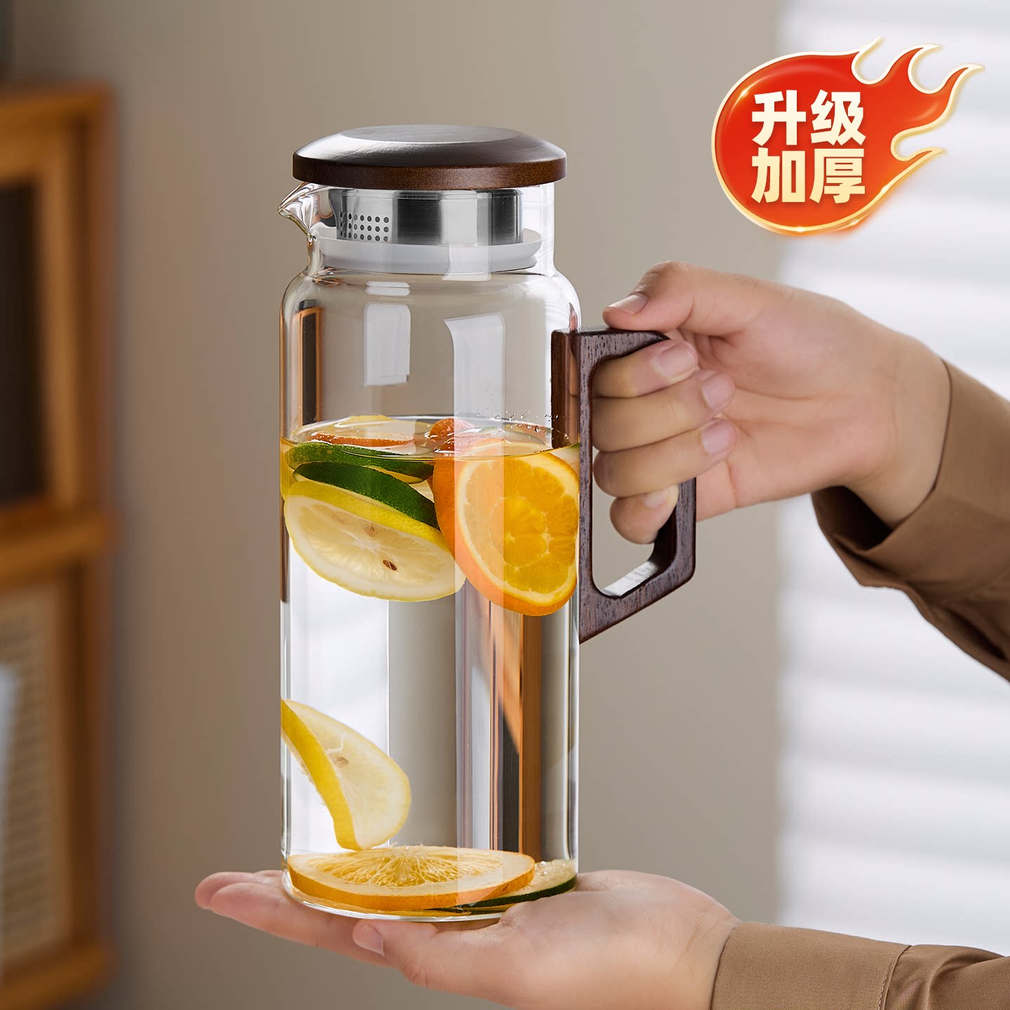 玻璃冷水壶耐高温加厚高硼硅家用饭店餐厅凉白开水杯大果汁储水壶