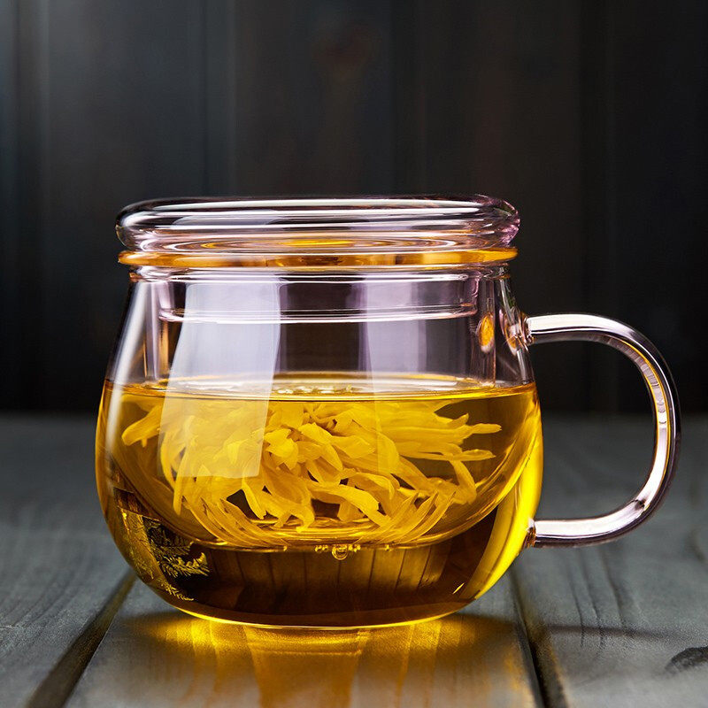 美斯尼玻璃杯带把盖过滤家用茶水分离泡茶杯办公室女士花茶水杯子