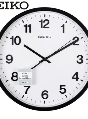 正品SEIKO日本精工挂钟现代黑色简约风格12寸客厅钟表进口QXA640