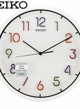 正品包邮SEIKO日本精工钟表静音挂钟13寸圆形简约现代客厅QXA447