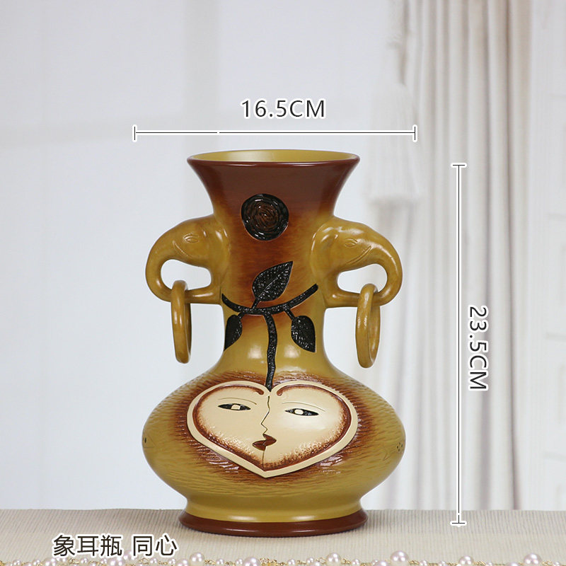 非遗彩陶国风特色客厅花瓶摆件中式家居装饰品博古架乔迁礼品