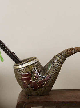 非遗彩陶瓷国风中式笔筒创意学生教师桌面收纳盒摆件送老师纪念物