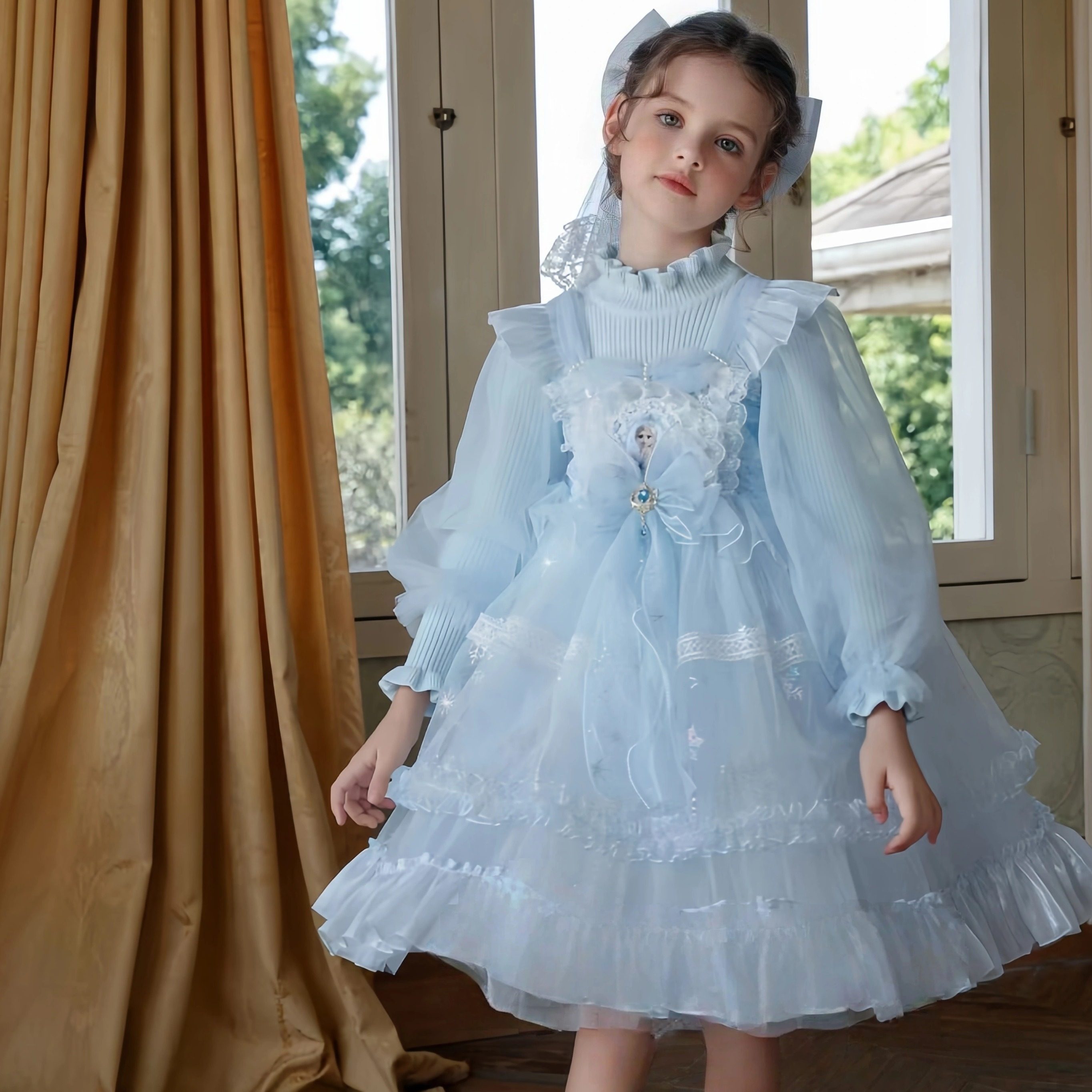 女童冬季新品爱莎公主洛丽塔裙2025甜美女孩洋气生日礼服公主裙
