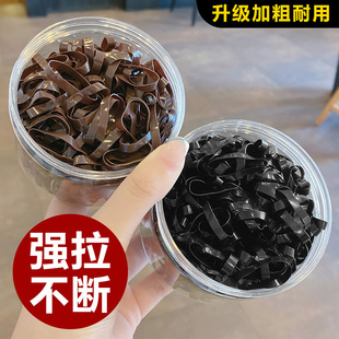 橡皮筋女扎头加粗胶圈发圈一次性高弹力耐用黑色夏季 小皮套头绳