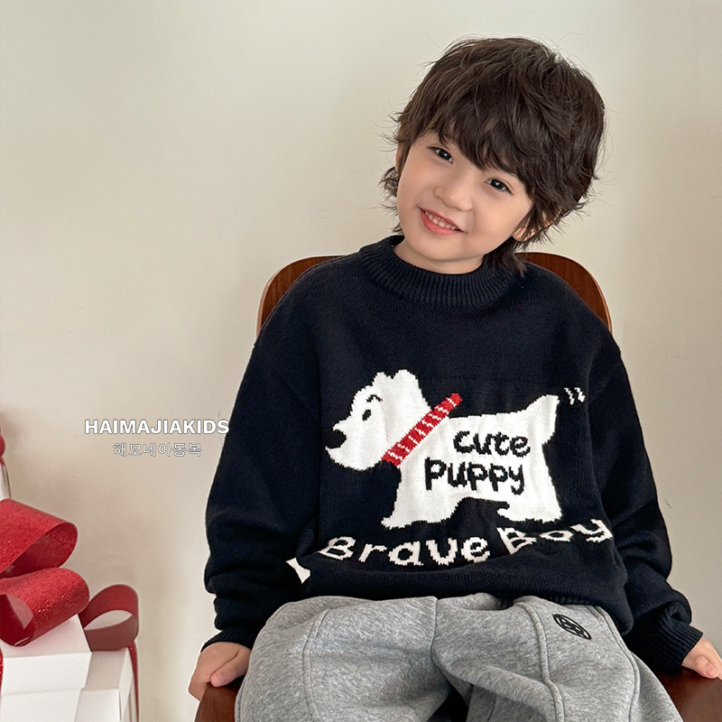 海妈家男童毛衣儿童2025冬装新款男孩毛线衣大童针织衫保暖上衣潮