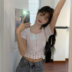 Real shot / real price Korean super SA design short open navel short sleeve personalized T-shirt