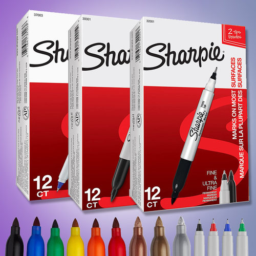 sharpie记号笔防水快干油性笔
