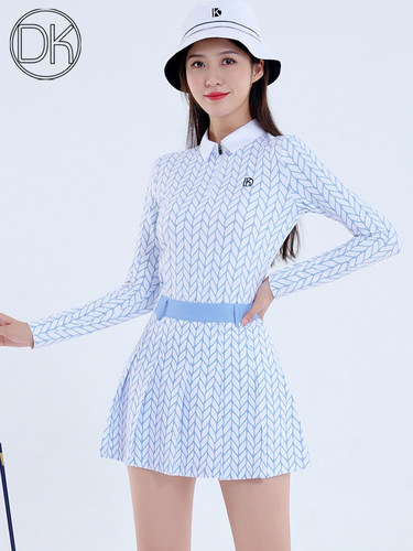 DK高尔夫服装女士套装春秋印花裙