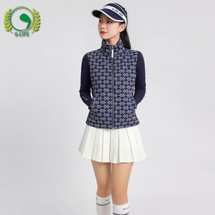 GF高尔夫服装女士背心外套运动球衣秋冬女装韩版马甲时尚印花女装