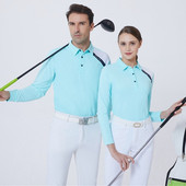 男女情侣款 高尔夫球服装 t恤翻领POLO运动上衣可定制 秋冬golf长袖