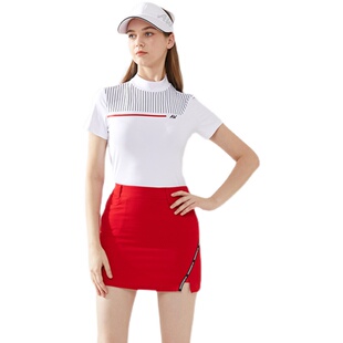 W26高尔夫衣服女球服装 女套装 圆领上衣T恤短袖 防走光短裙裙子夏季