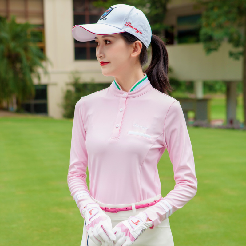 女装长袖t恤秋季立领高尔夫衣服