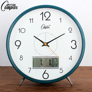 康巴丝简约温度湿度农历阳历静音闹钟座钟家用学生老人挂卧室客厅