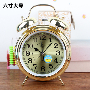 大号超大铃声懒人起床神器大闹钟强力叫醒学生用六寸夜灯金属静音