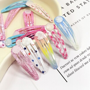 5公分带托盘垫片水滴夹糖果色BB夹手工DIY发夹配饰儿童发饰品