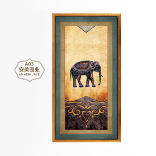 泰式 饰画酒店禅意墙画印度大象莲花壁画美容院瑜伽馆挂画 东南亚装