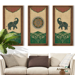 饰画泰国餐厅有框画禅意大象挂画 瑜伽馆墙面装 泰式 壁画东南亚风格