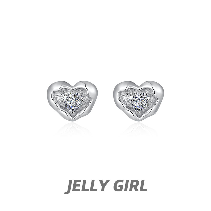 Jellygirl爱心锆石耳钉