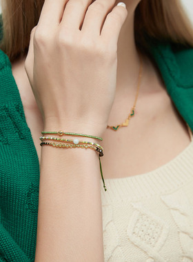 Jellygirl绿色天然石组合手链