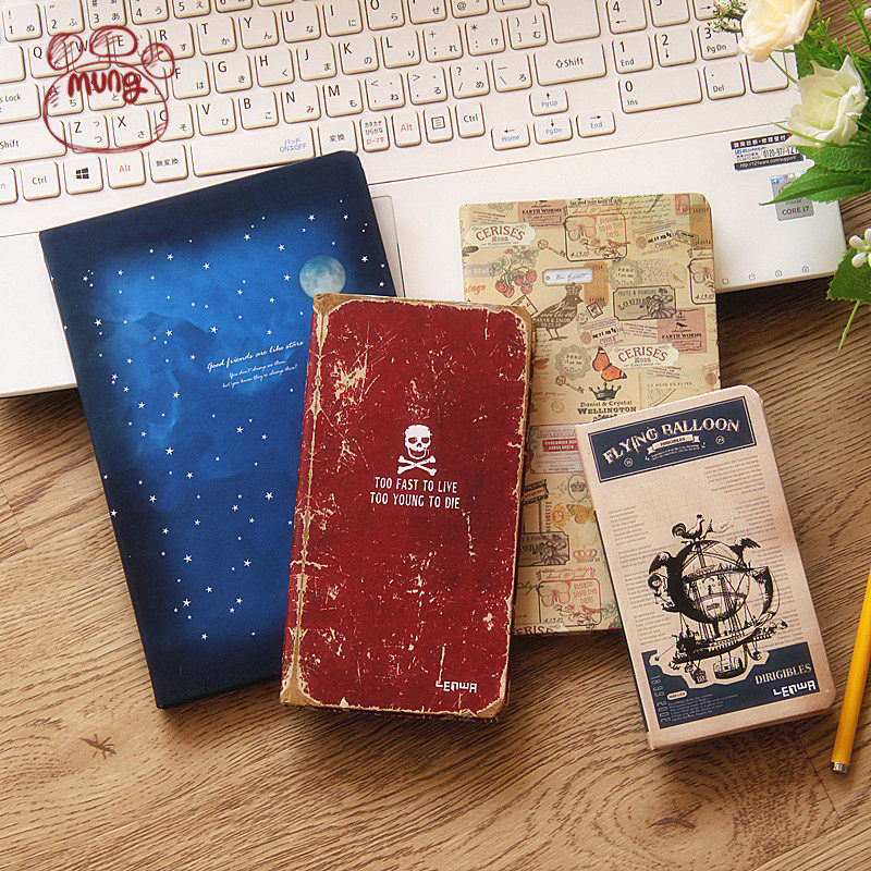 日韩文具 联华梵高流星复古铁塔镀金边横线硬抄笔记日记本记事本