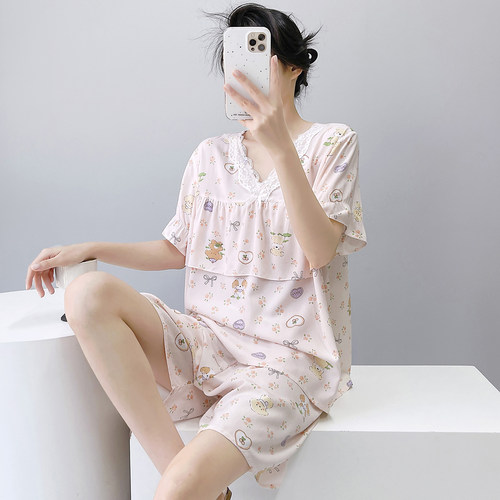 夏季棉绸防凸点大码可外穿睡衣女
