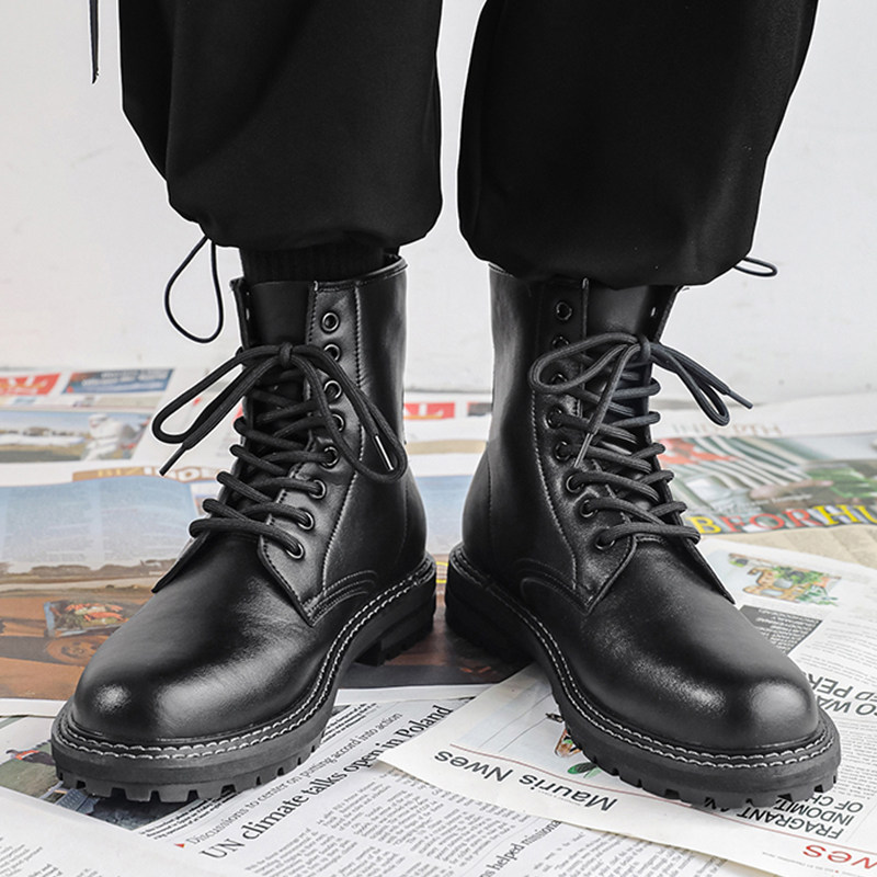 春季特大码男鞋45高帮透气马丁靴46脚宽靴子加宽加肥47工装男靴48