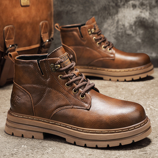 冬季特大码男鞋45真皮加宽加肥靴子46男款马丁靴47高帮加绒鞋子48