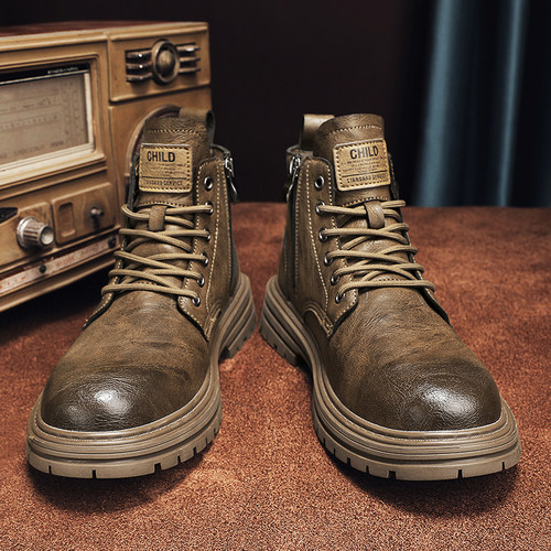 【大码男鞋休闲加绒保暖马丁靴】