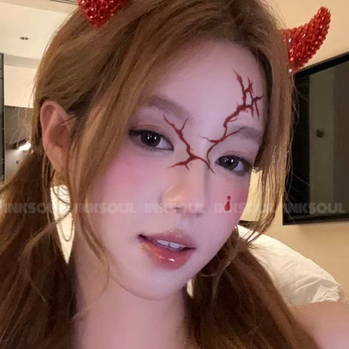 INKSOUL 万圣节裂纹血痕脸贴纹身贴派对cos暗黑破碎妆脸部防水贴