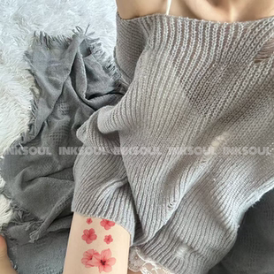 一蕊知春 | 彩色樱花唯美甜酷大腿手腕锁骨纹身贴持久逼真可水洗