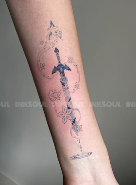 INKSOUL 高级小众塞尔达传说大师剑纹身贴花间退魔动漫防水贴纸