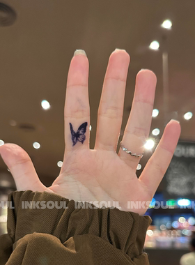 指间蝶舞 | 5张 草本蝴蝶无痛满足手指腰间情侣纹身贴半永久不掉