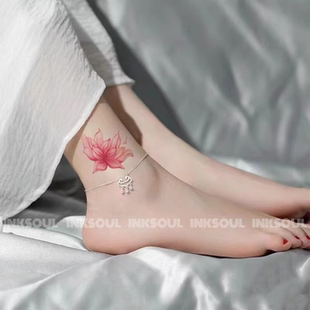 仙莲凌波 | 步步生莲国风荷花脚踝纹身贴彩色防水可洗ins风高级女