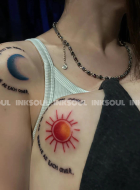 昼夜之契 | 情侣誓言纯欲日月同辉纹身贴对装肩膀手背的配对信物