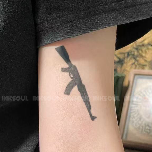 INKSOUL 霸气ak47仿真纹身贴ins草本贴纸暗黑潮酷男女防水手臂贴