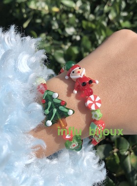 原创设计手作定制 圣诞节限定款雪人圣诞树节日氛围手链女生礼物