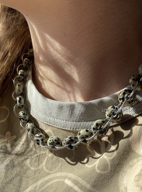 定制原创天然玉石混色小众设计师Marland Backus钛钢项链男中性