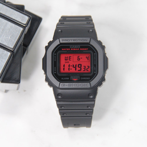 卡西欧手表男小方块gshock血屏复古防水电子表DW5600BBR/B2100